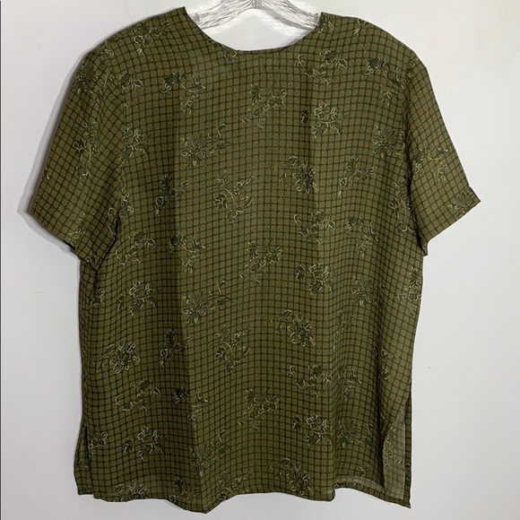 Vintage 80s Rena Rowan Saville skirt top 2 Piece green print set plus size 14 - Picture 2 of 10